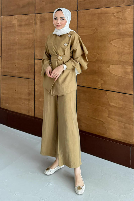 Çift Düğmeli Takım Yağ Yeşili