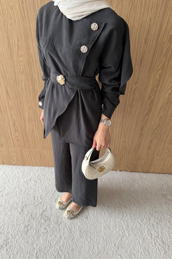 Çift Düğmeli Takım Siyah