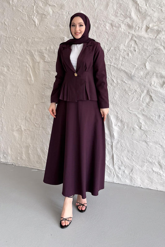 Petit Tek Düğmeli Takım Mürdüm