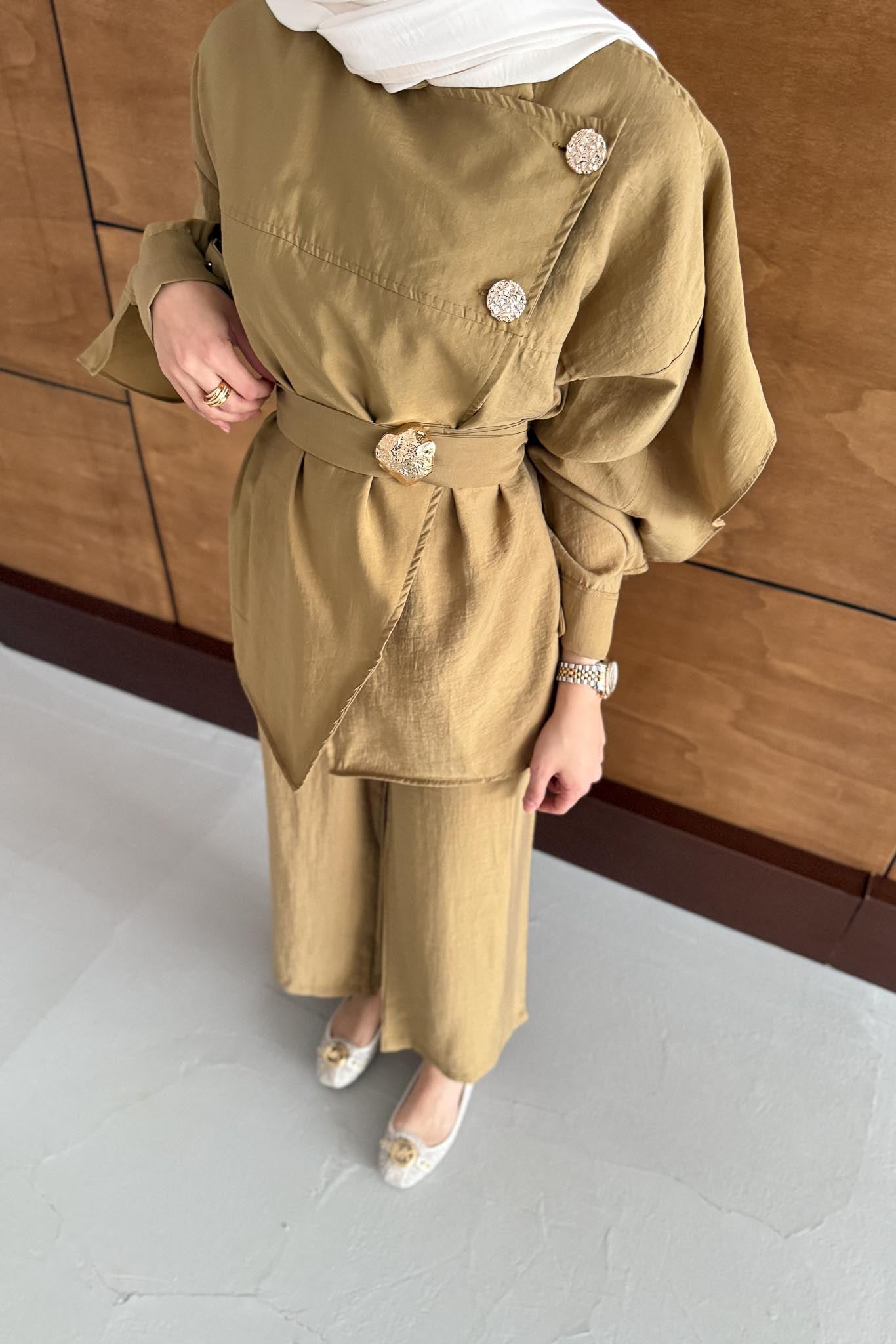 Ajda Pleated Skirt Set Petrol