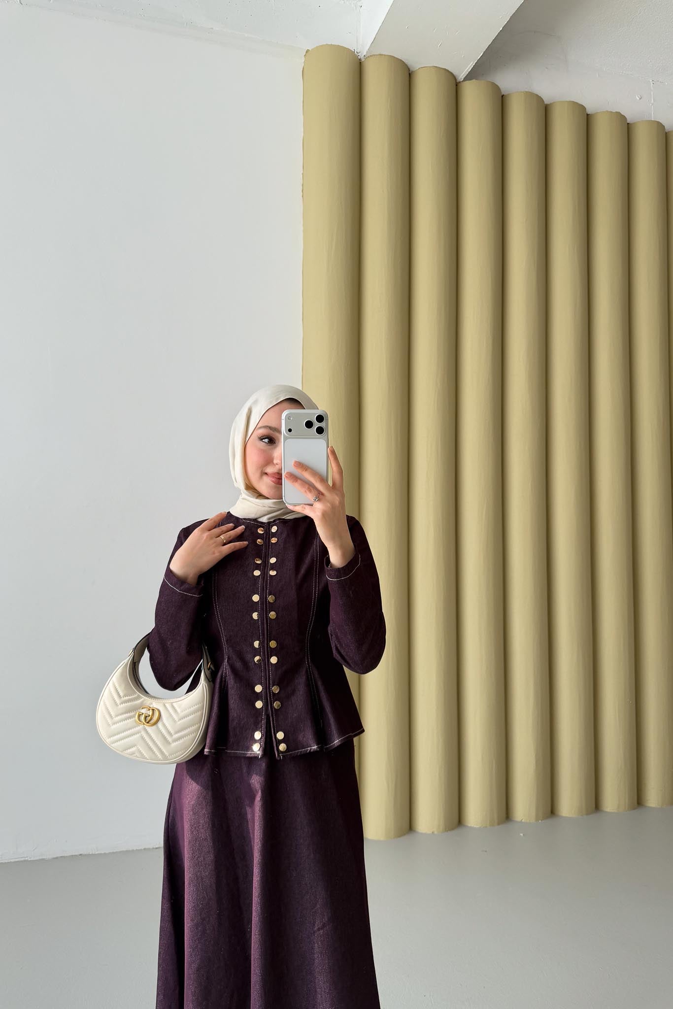 Çıtçıtlı Kot Takım Mürdüm