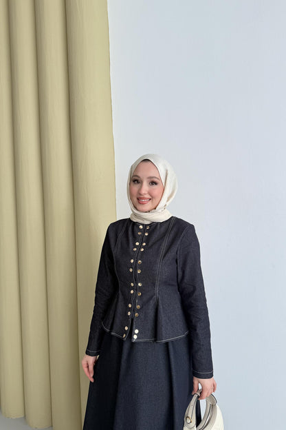 Çıtçıtlı Kot Takım Lacivert