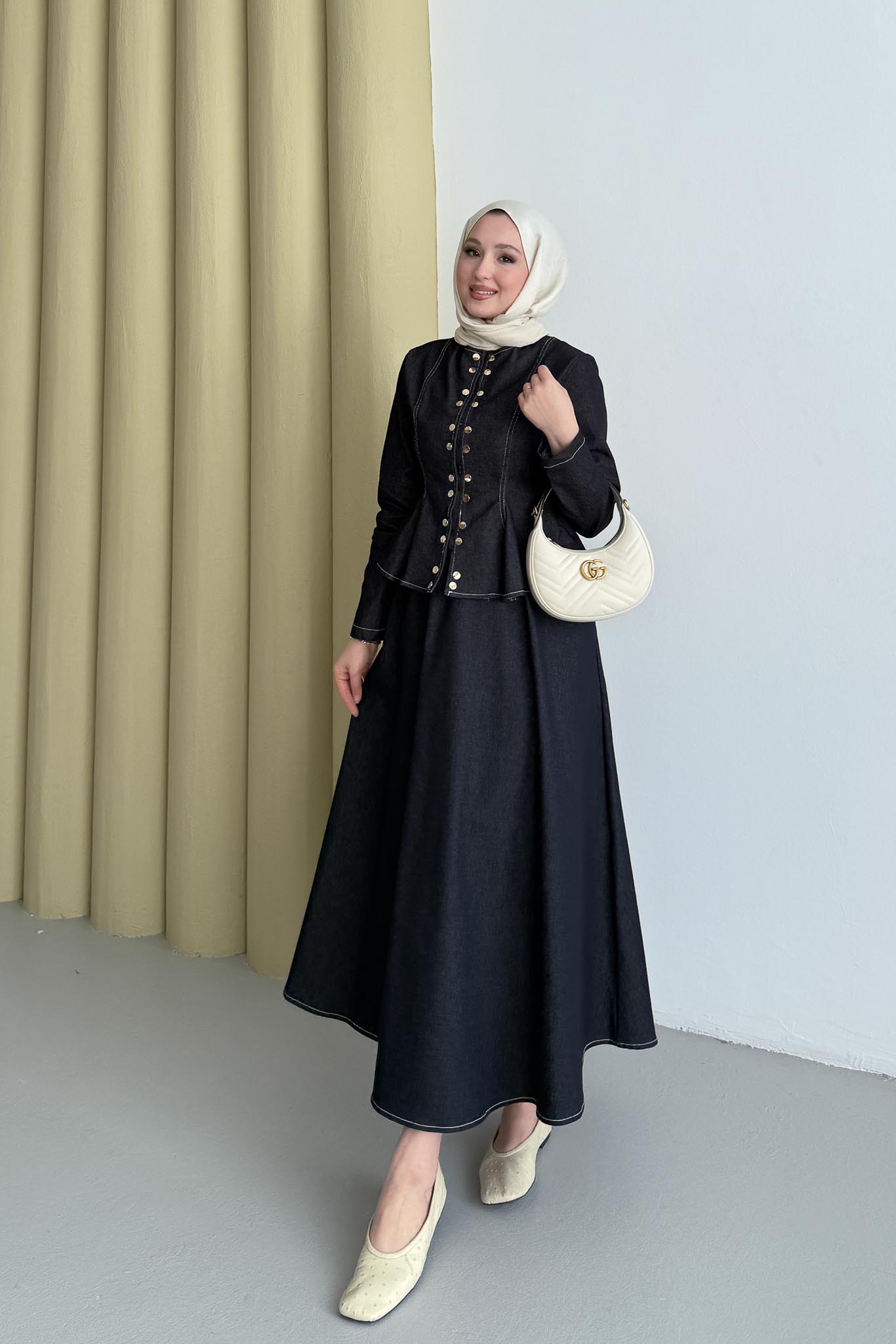 Çıtçıtlı Kot Takım Lacivert