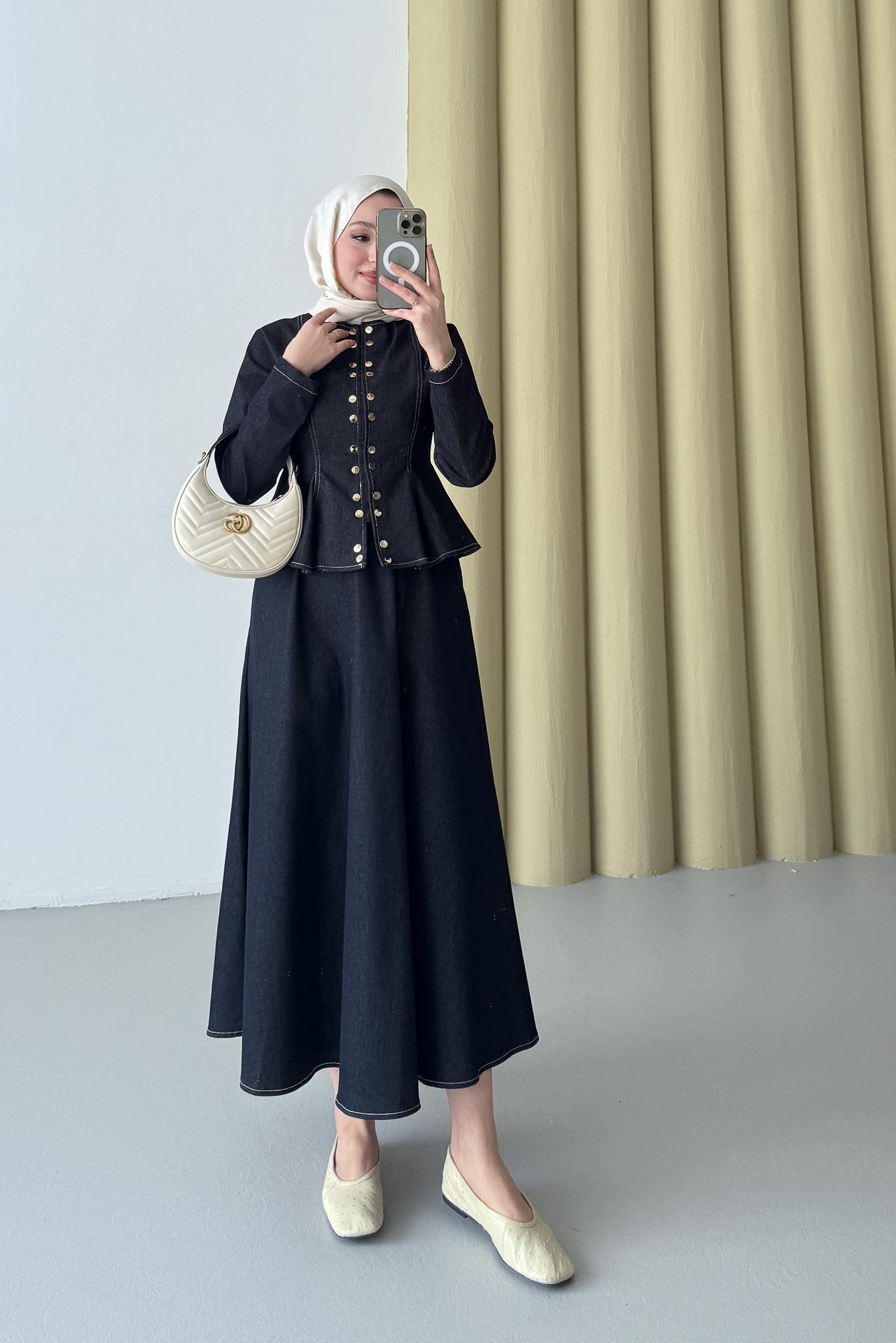 Çıtçıtlı Kot Takım Lacivert