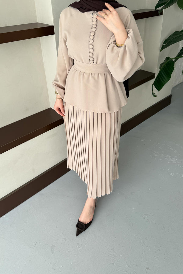 Ajda Pleated Skirt Set Petrol