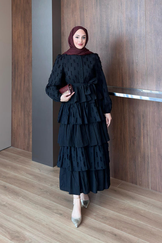 Xside Güpürlü Elbise Siyah