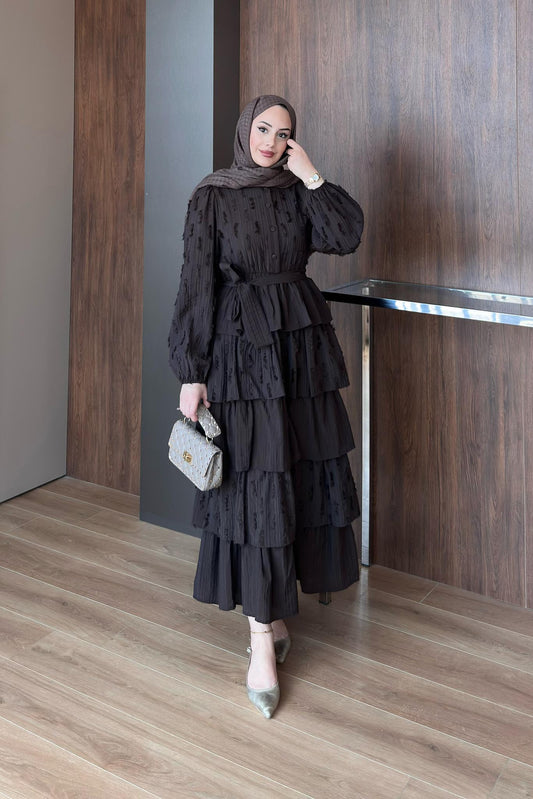 Xside Güpürlü Elbise Acı Kahve