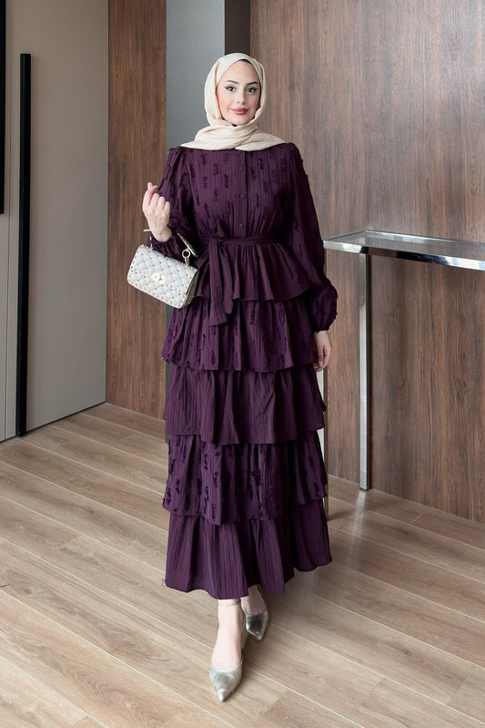 Xside Güpürlü Elbise Mürdüm