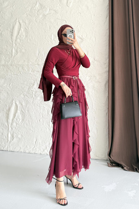 New Hurrem Evening Dress Burgundy