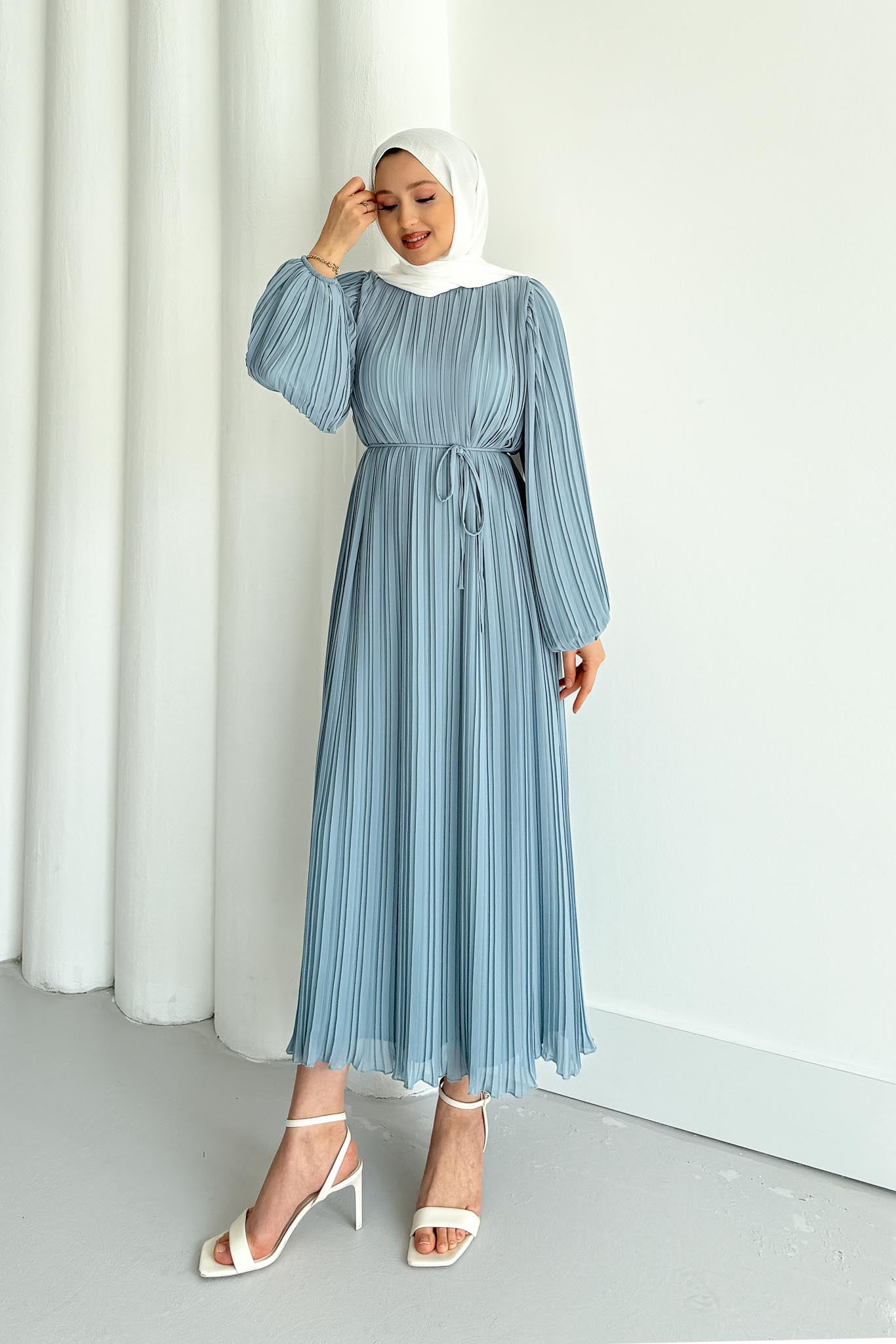 Seyran Pleated Dress Beige