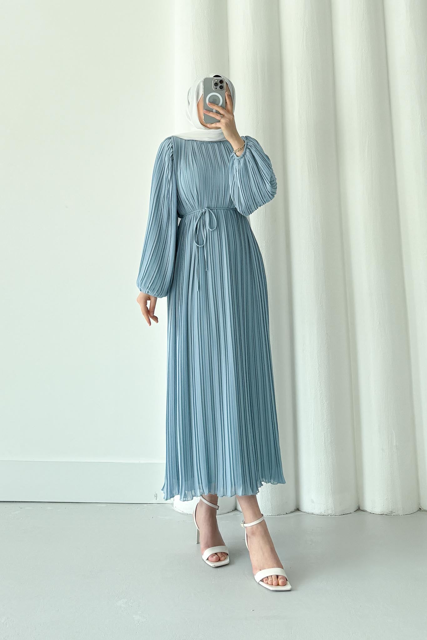 Seyran Pleated Dress Beige
