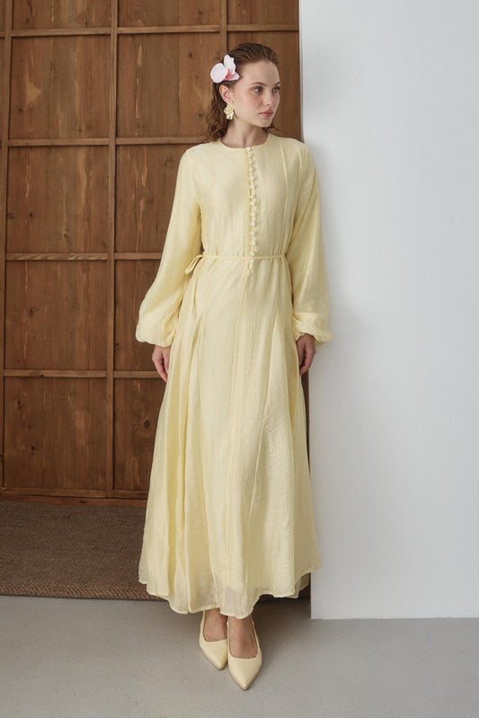 Seyran Pleated Dress Beige