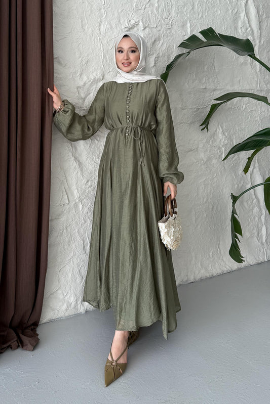 Seyran Pleated Dress Beige
