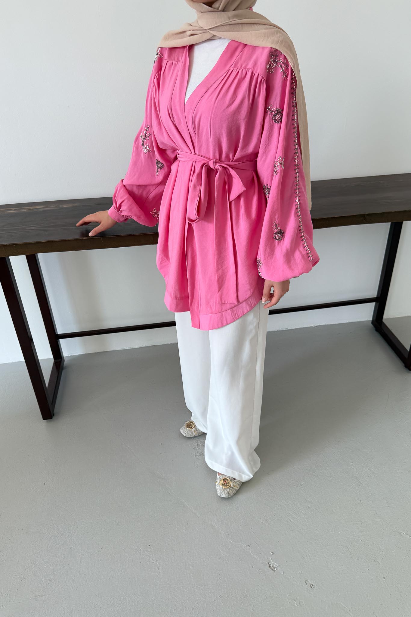 Taşlı Toledo Kimono Pembe
