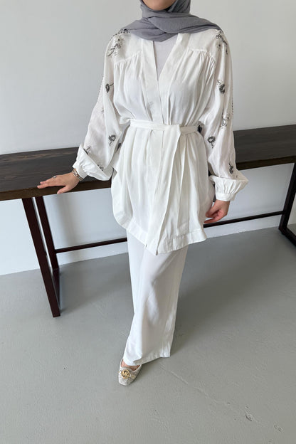 Tied Kimono Set Anthracite