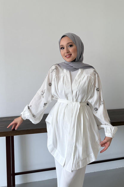 Tied Kimono Set Anthracite
