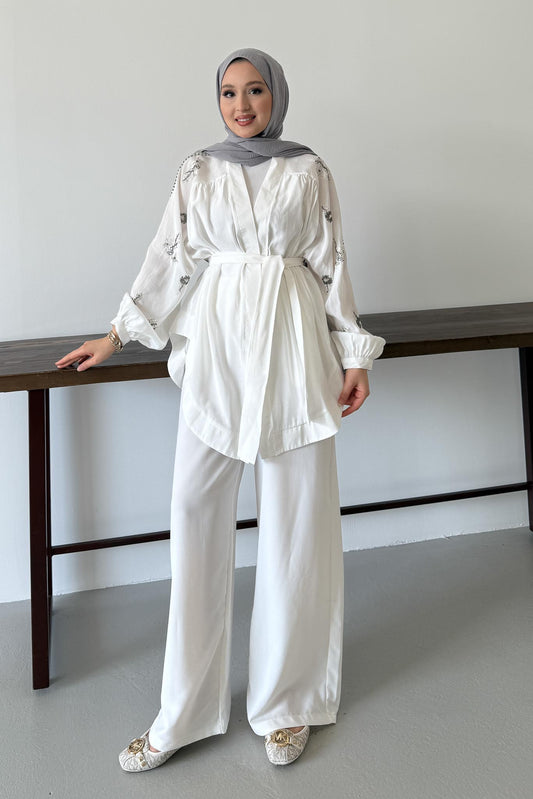 Tied Kimono Set Anthracite
