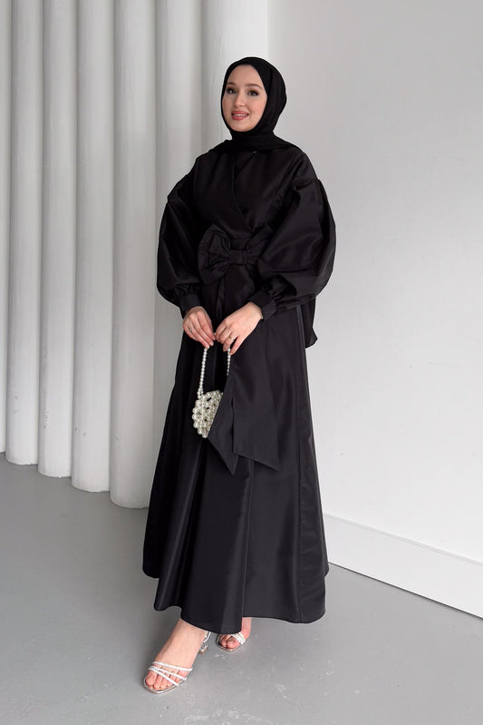 Fiyonklu Elbise Siyah