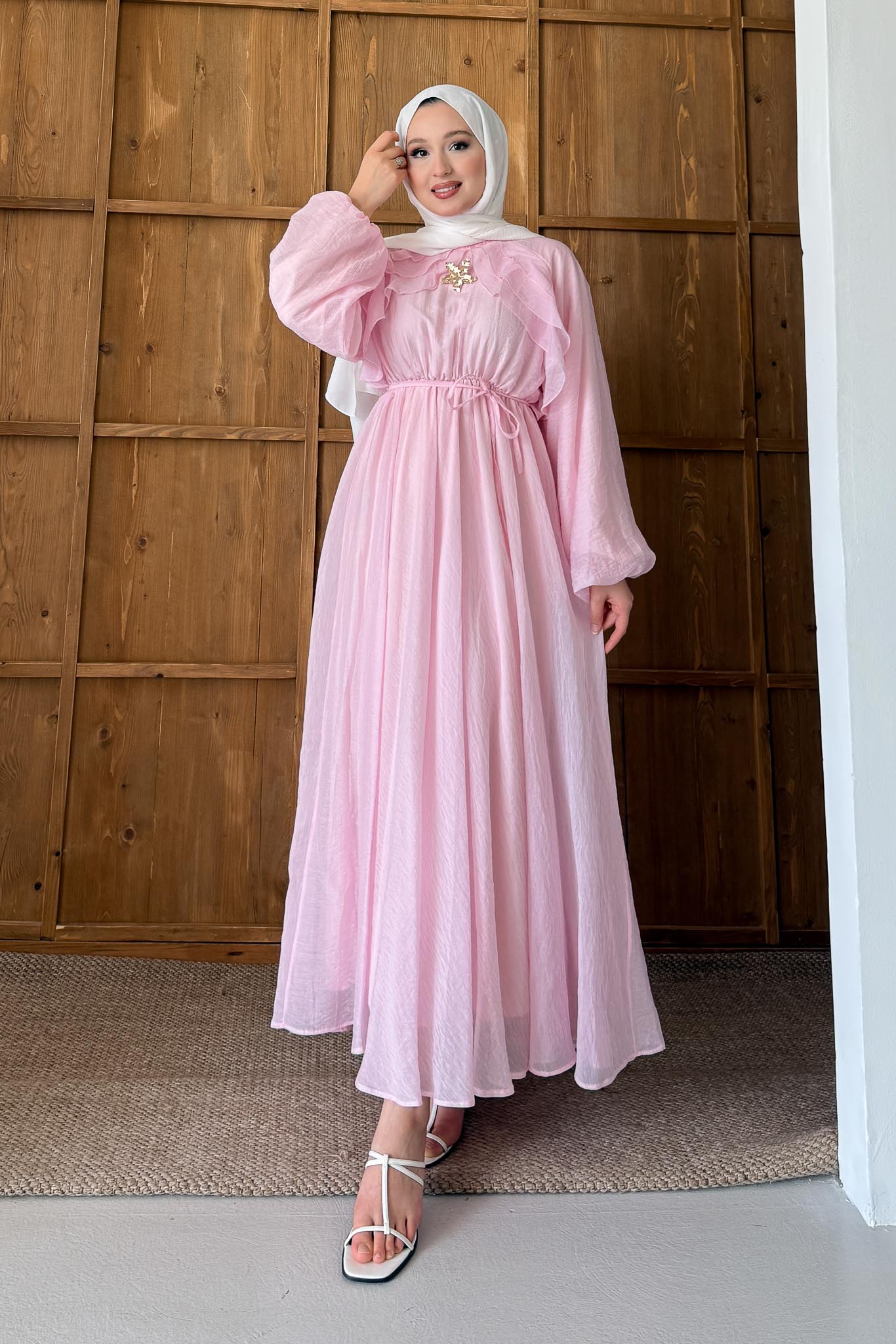 Gold Deren Evening Dress Dusty Rose