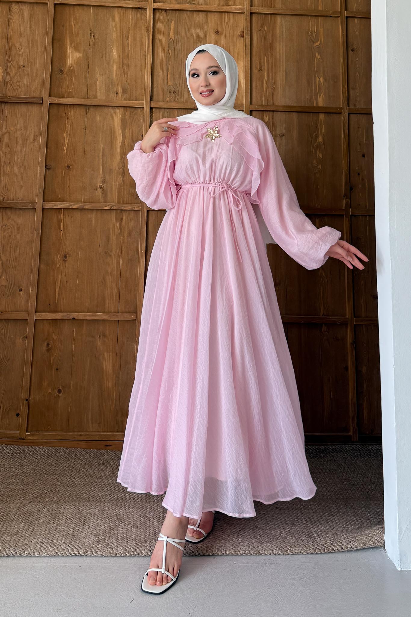 Gold Deren Evening Dress Dusty Rose