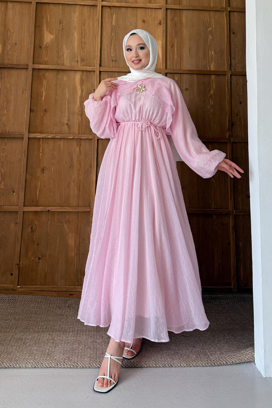 Gold Deren Evening Dress Dusty Rose