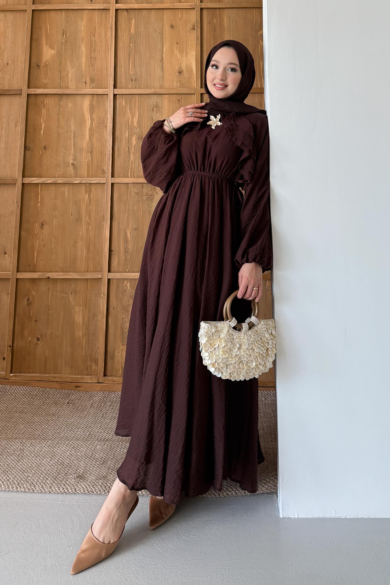 Gold Deren Evening Dress Dusty Rose