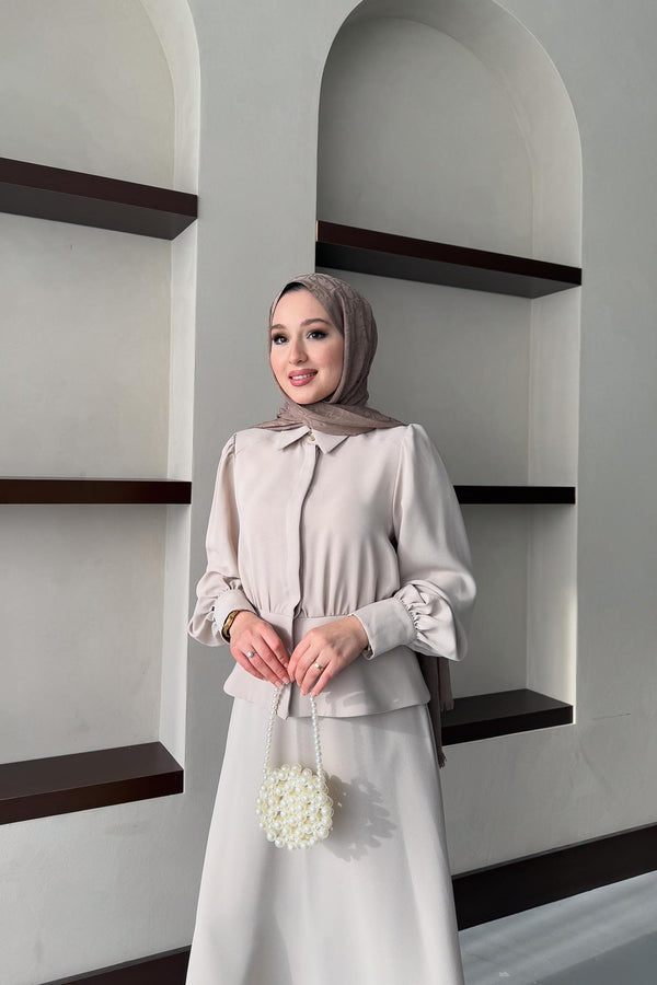 Ajda Pleated Skirt Set Petrol