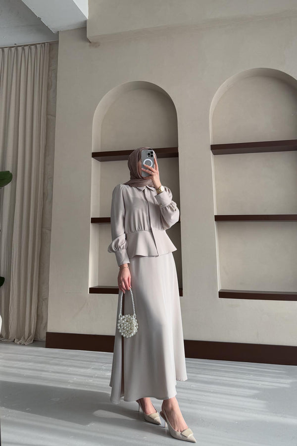 Ajda Pleated Skirt Set Petrol