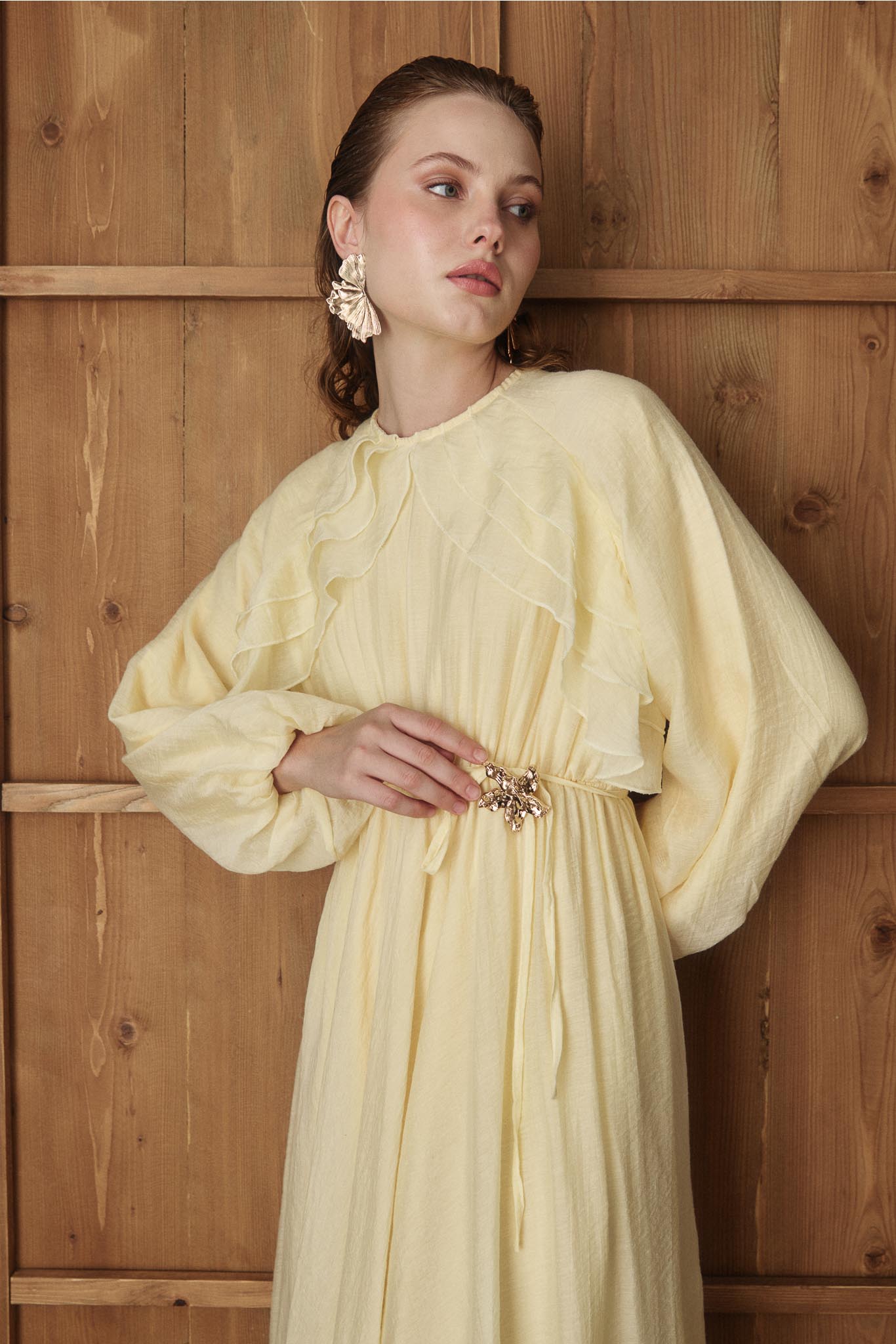 Gold Deren Evening Dress Dusty Rose