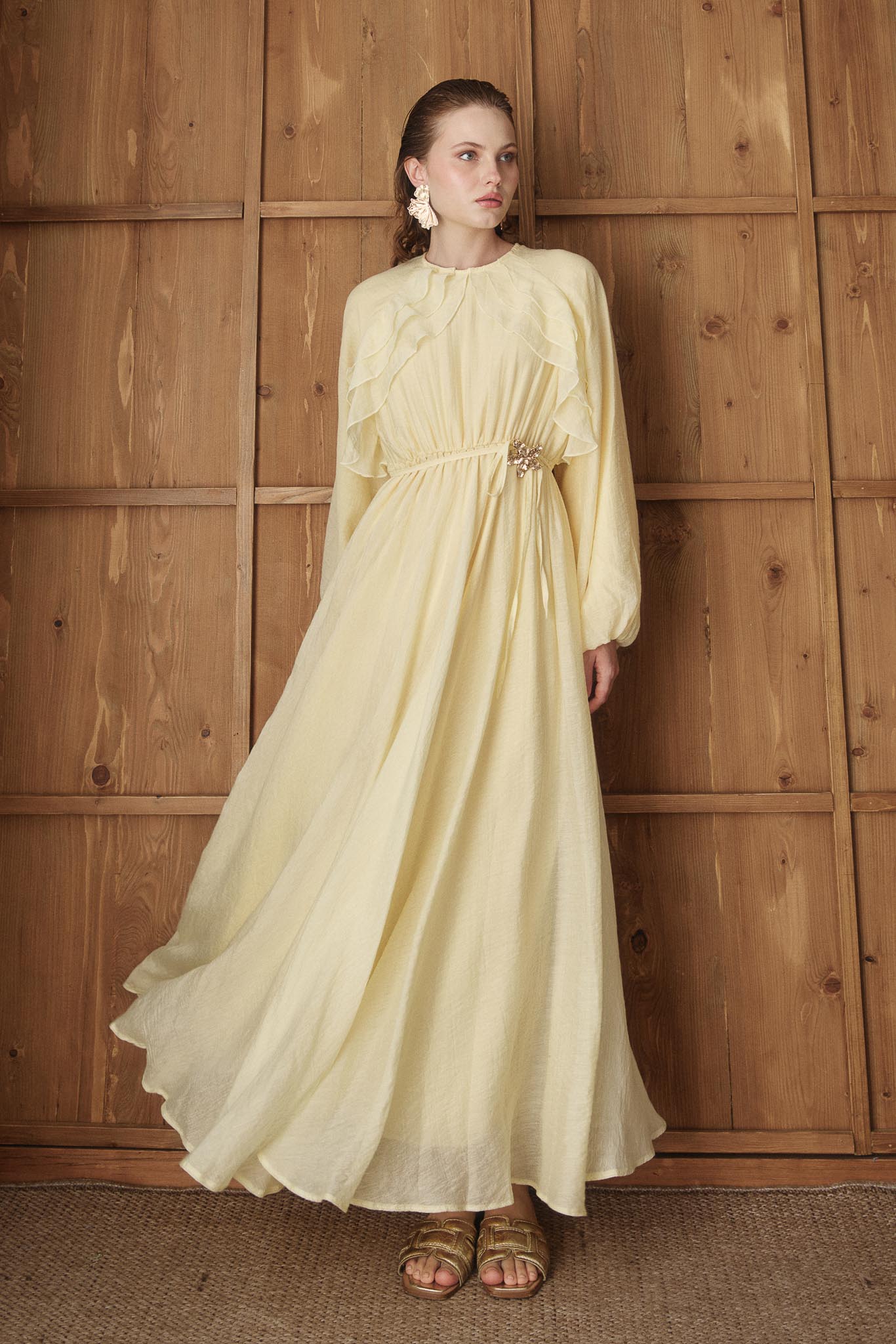 Gold Deren Evening Dress Dusty Rose