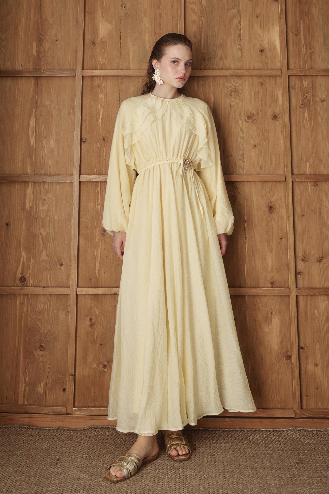 Gold Deren Evening Dress Dusty Rose