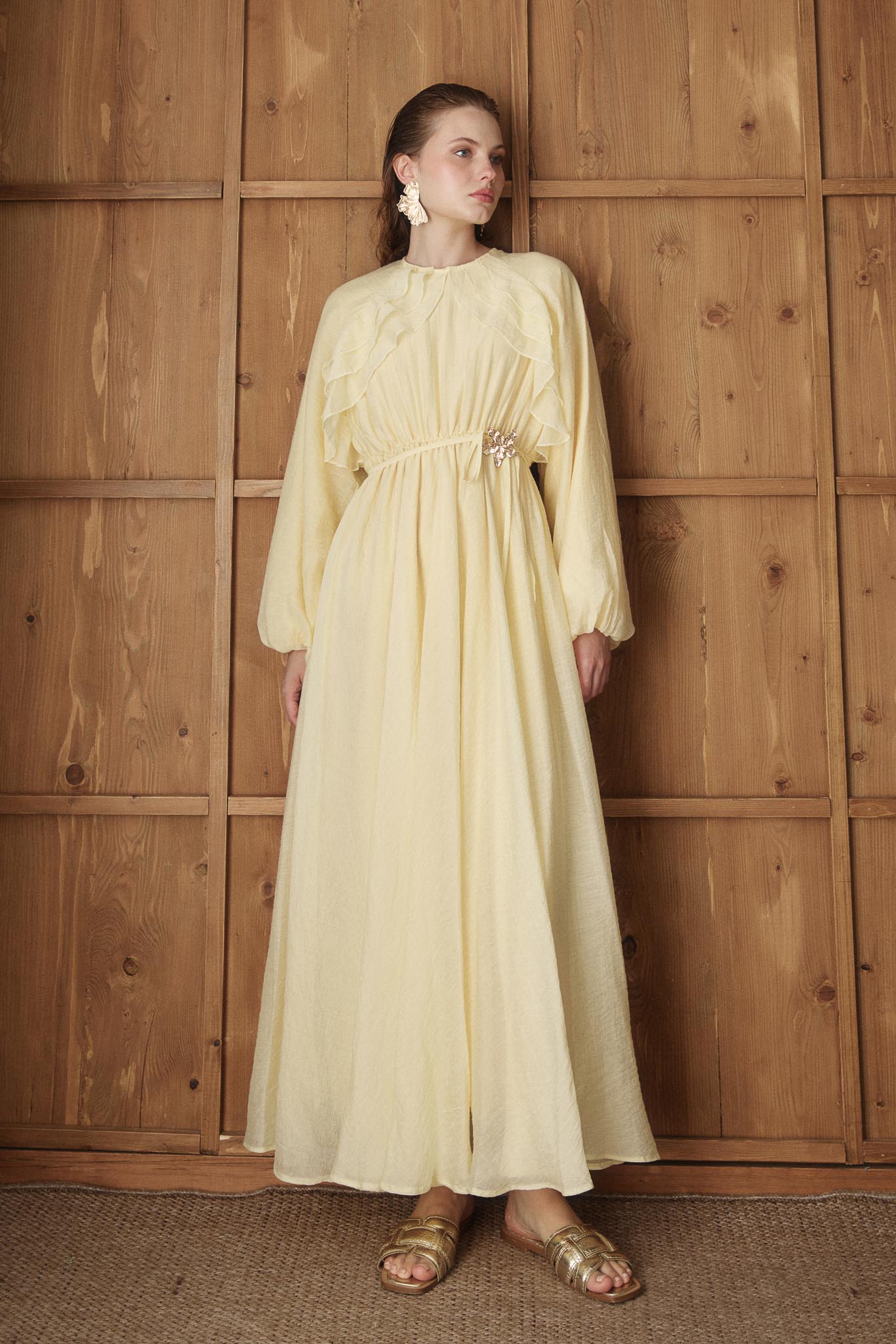 Gold Deren Evening Dress Dusty Rose