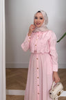 Elliza Dantel Dokuma Elbise Pembe