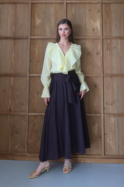 Tied Linen Skirt Beige