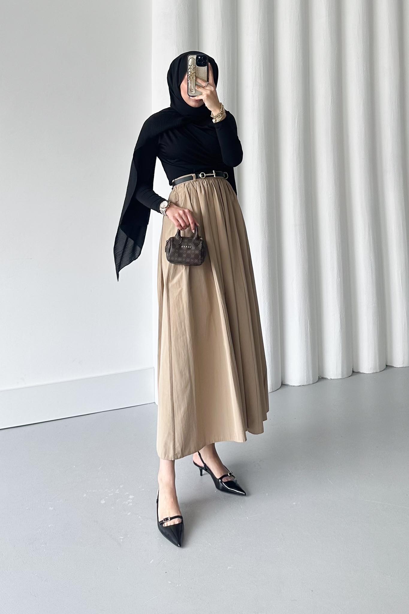 Tied Linen Skirt Beige