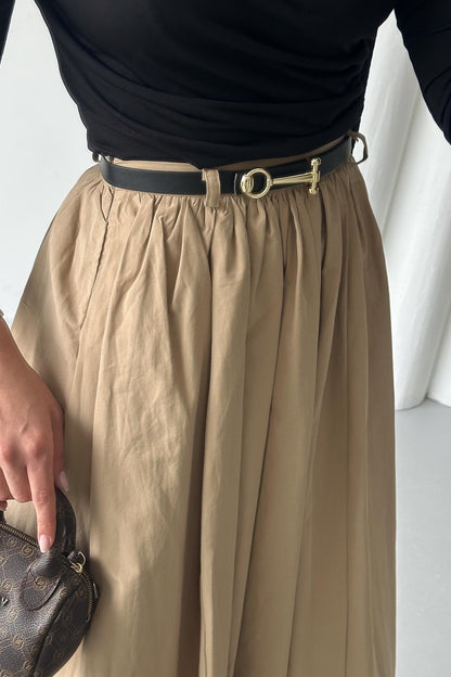 Tied Linen Skirt Beige