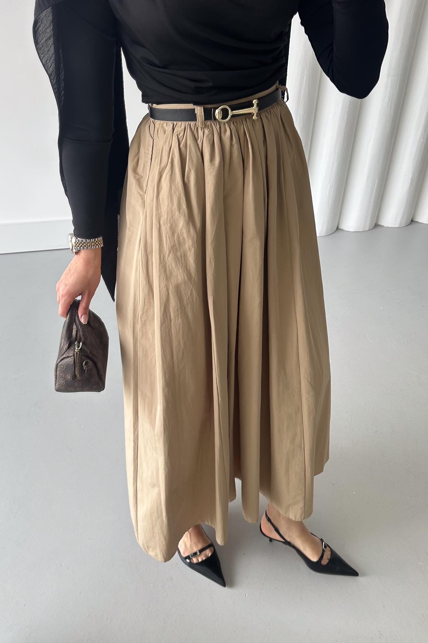 Tied Linen Skirt Beige