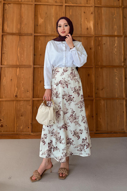 Tied Linen Skirt Beige