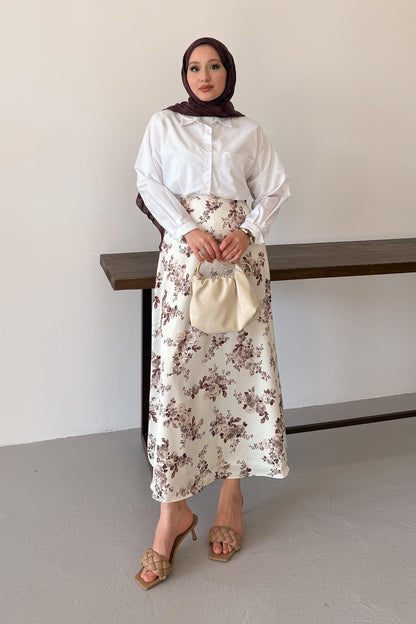 Tied Linen Skirt Beige