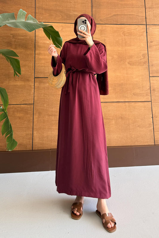 Tansel Basic Elbise Bordo
