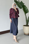Woven Tweed Skirt Suit Navy Blue