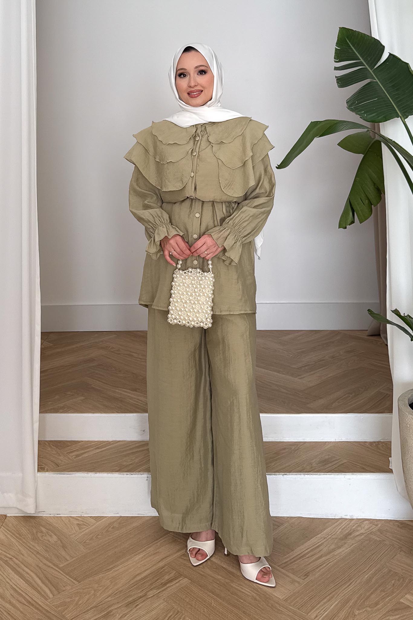 Seyran Pleated Dress Beige