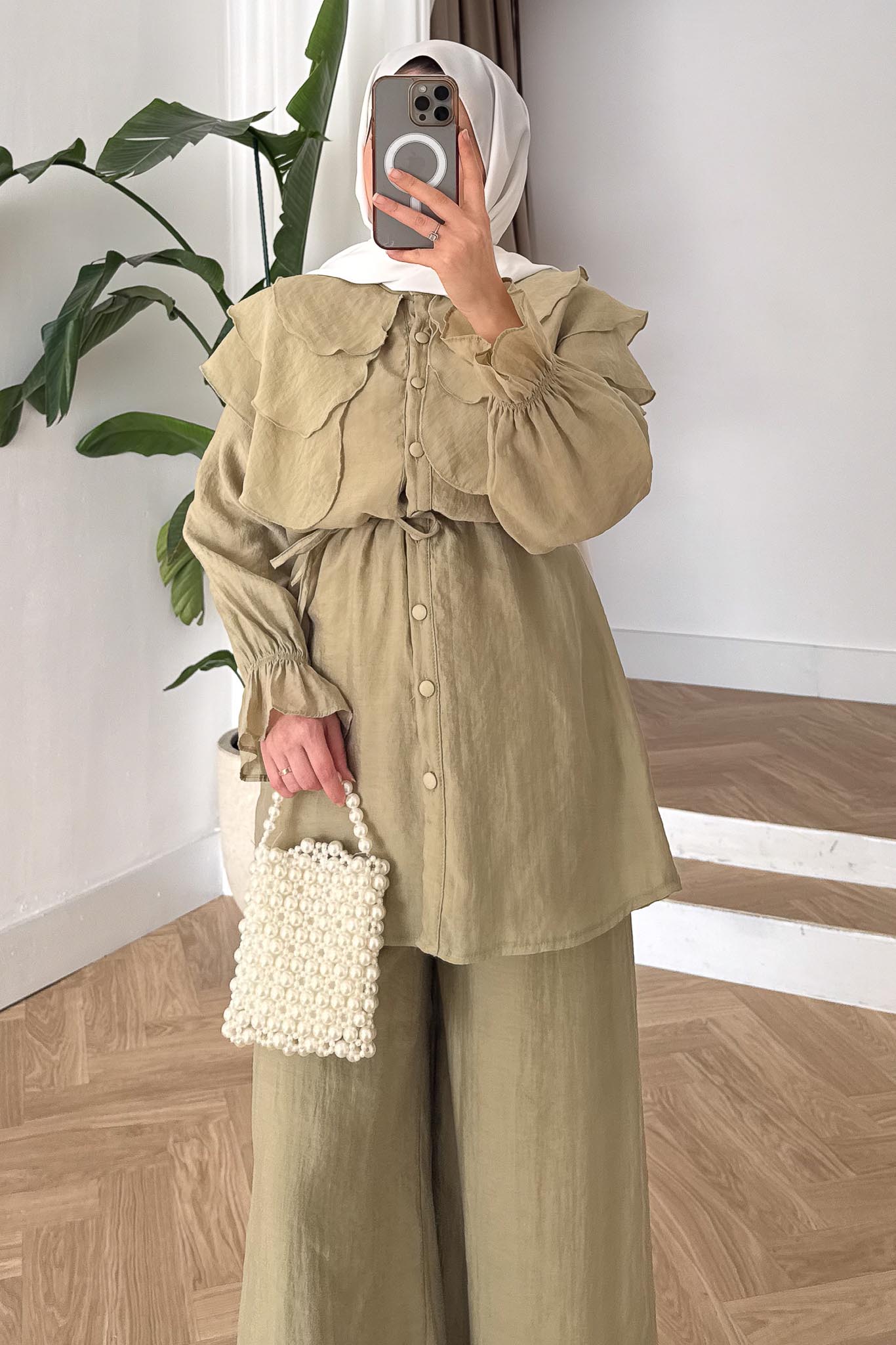 Seyran Pleated Dress Beige