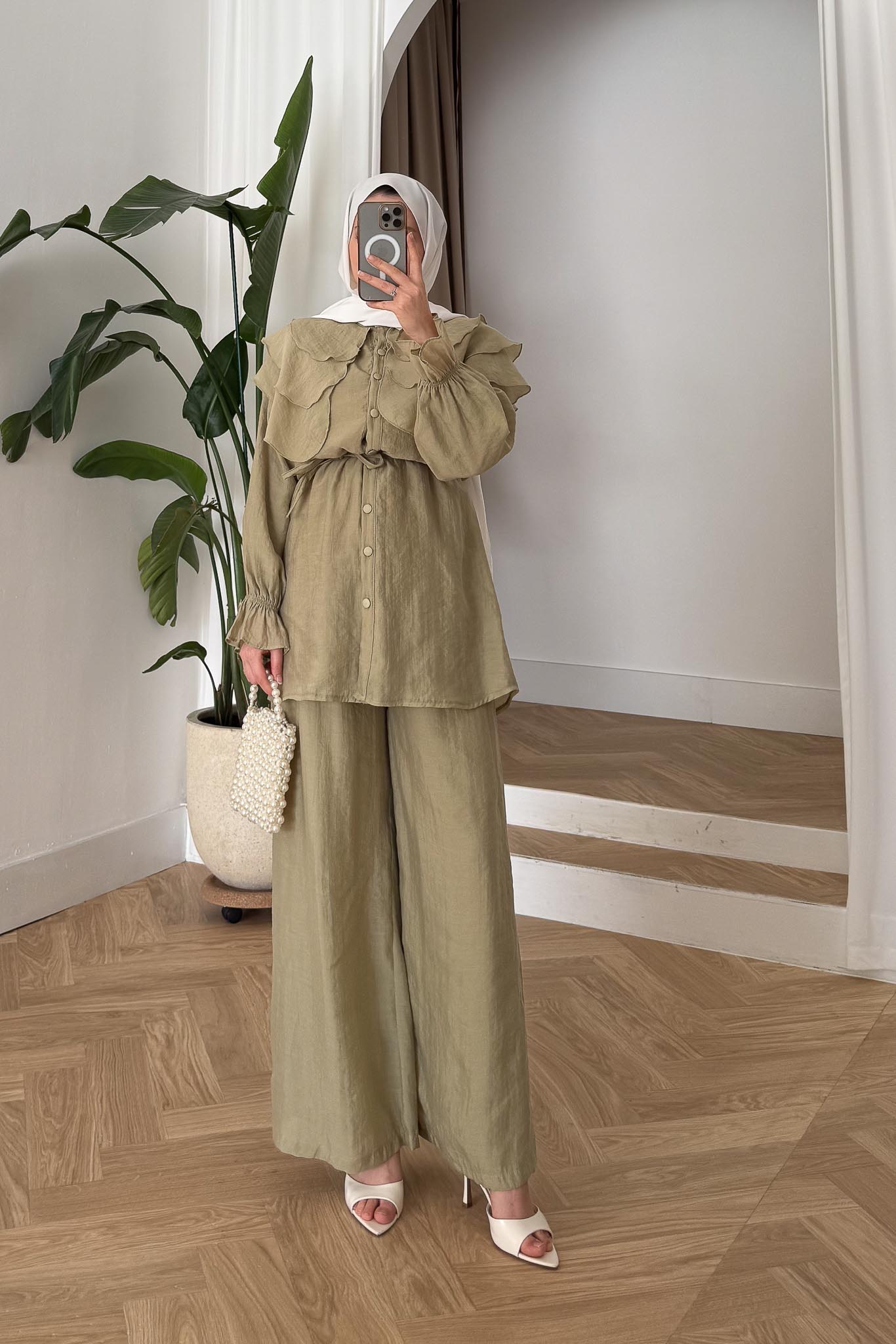 Seyran Pleated Dress Beige