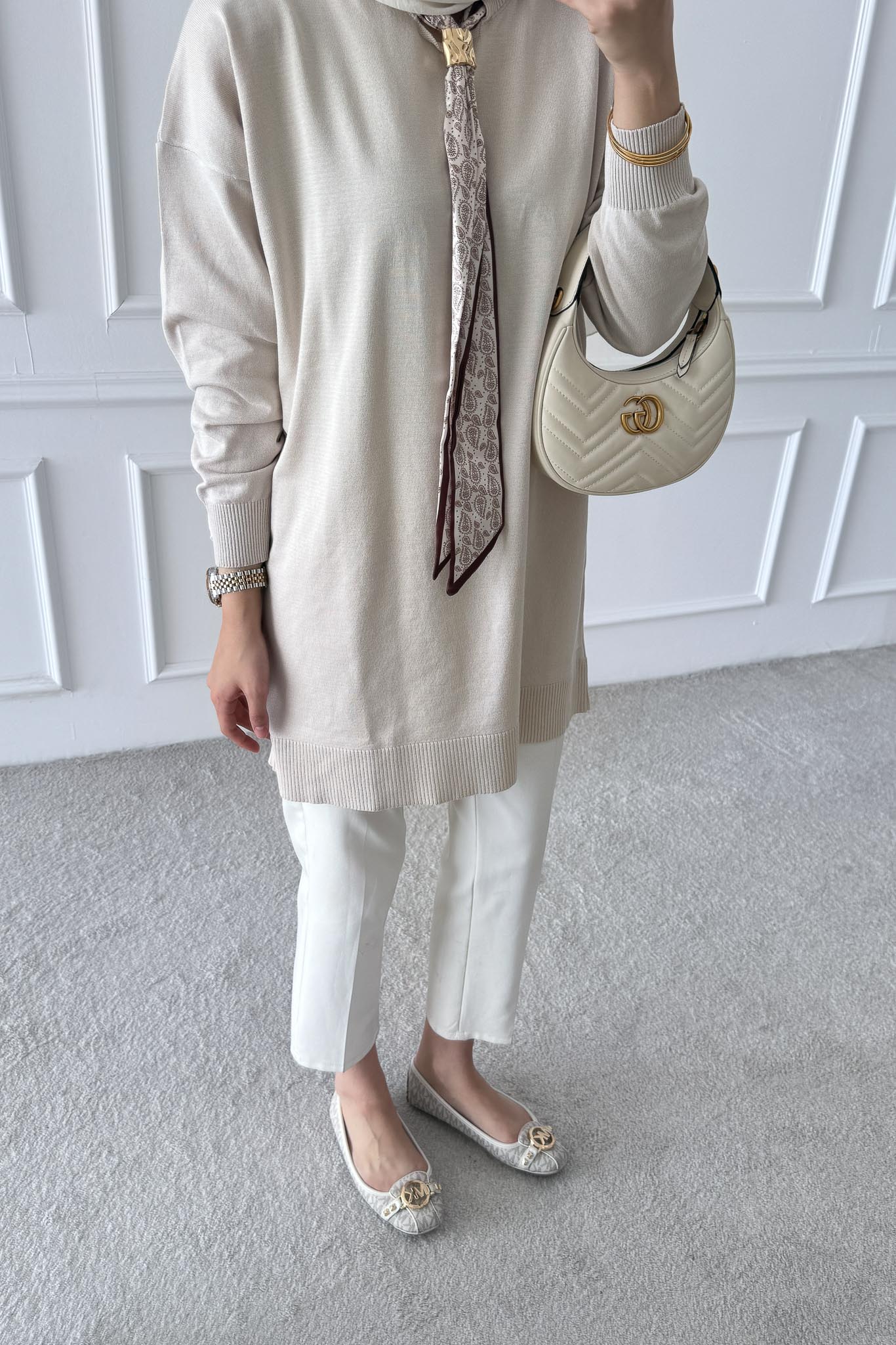 Fularlı Merserize Tunik Taş