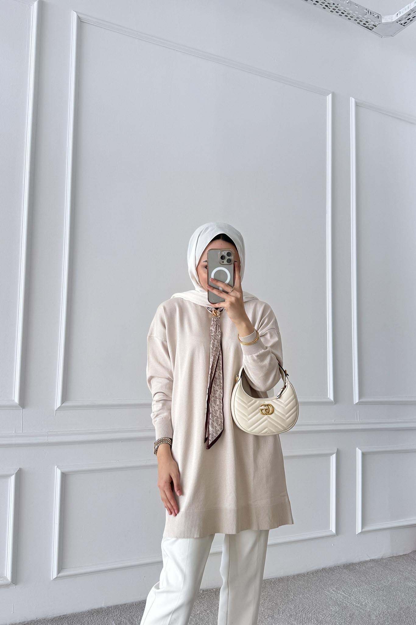 Fularlı Merserize Tunik Taş