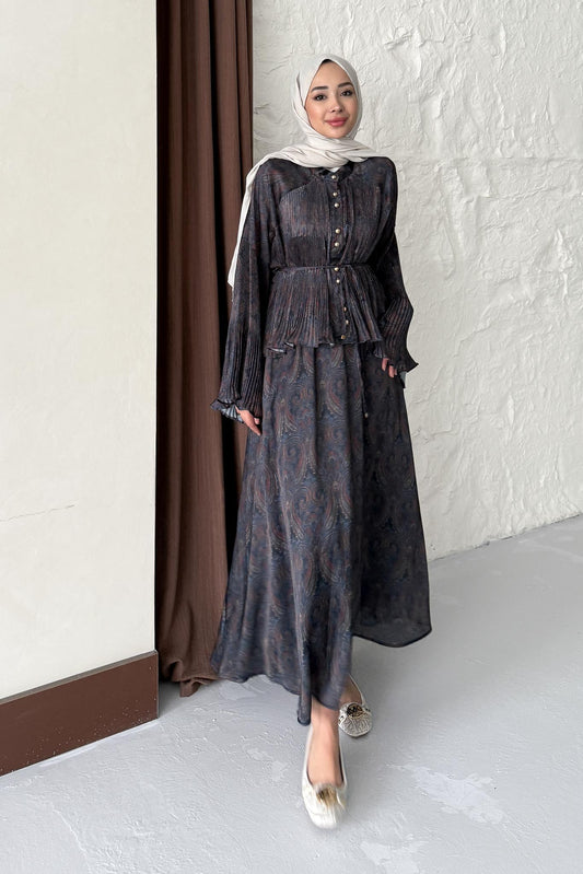 Ajda Pleated Skirt Set Petrol