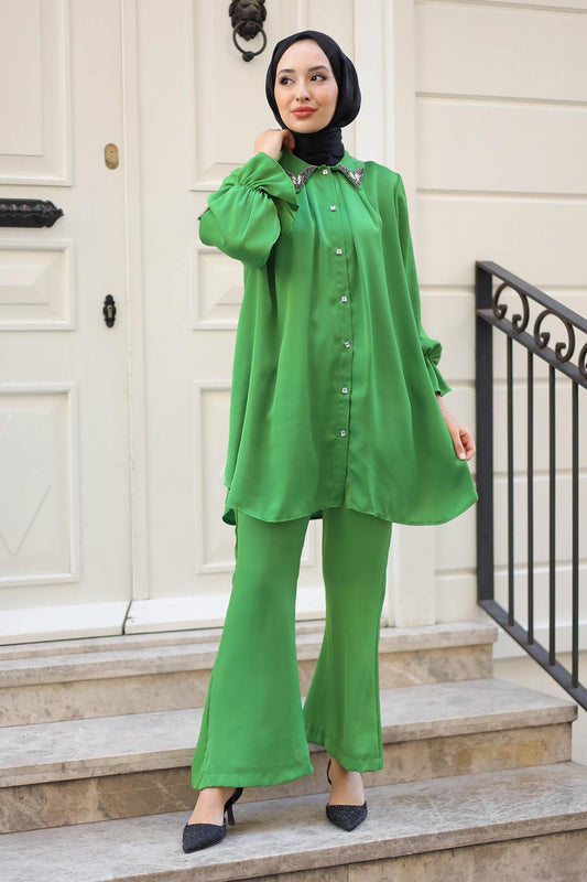 Galia Taşlı Takım Yeşil