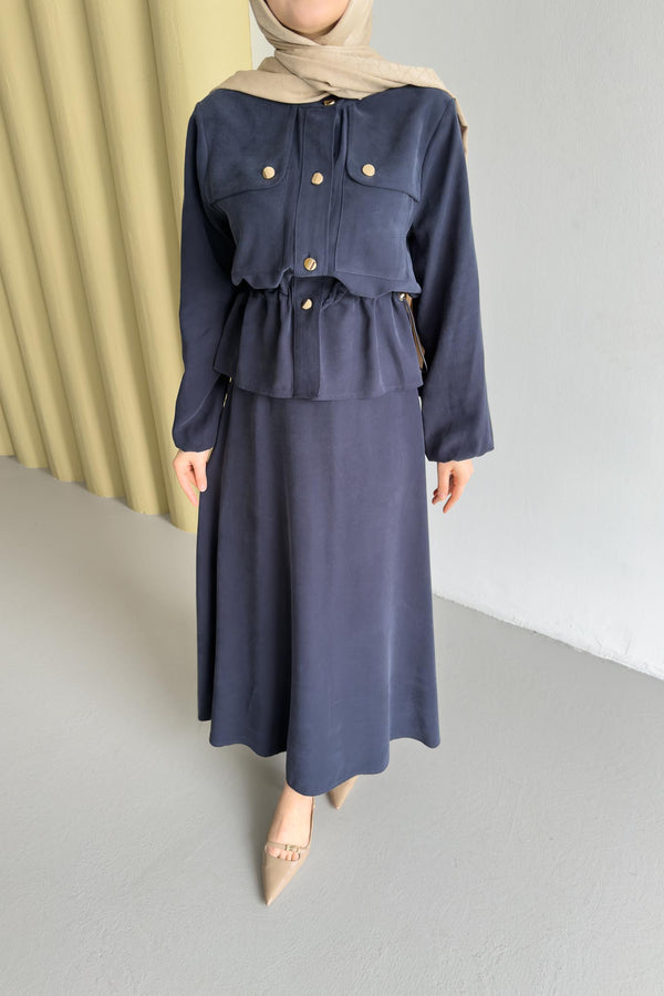 Ajda Pleated Skirt Set Petrol