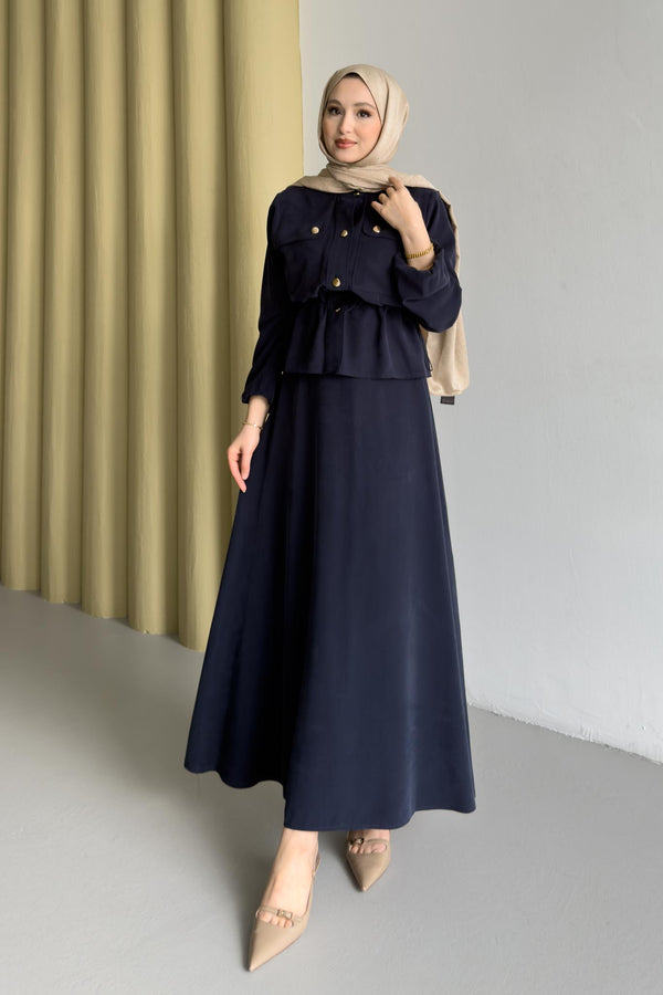 Ajda Pleated Skirt Set Petrol